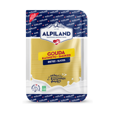 Gouda καπνιστή Alpiland σε φέτες.