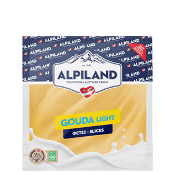Gouda light Alpiland σε φέτες.